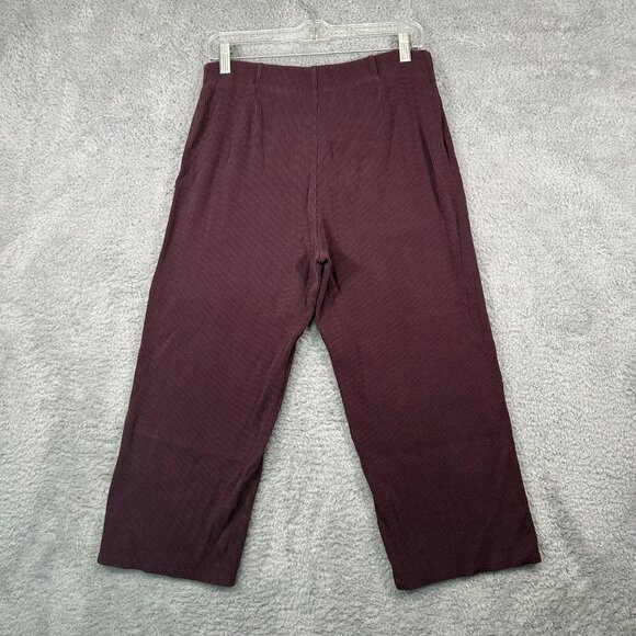 Eileen Fisher Ribbed Organic Cotton Blend Straight Pant Easy Fit Cropped Length - Picture 5 of 14